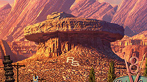 The Radiator Springs mountain in the movie Cars.