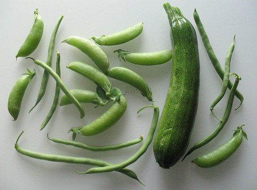 Beans, peas and zucchini