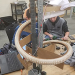 An automated lift and steel ball roller coaster designed and made for “Project Lead the Way,” a robotics program at Patton High School in Morganton, North Carolina, led by educator Clay Nelson.