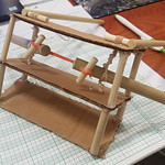 A miniature ballista (a type of catapult), made partially of corrugated, designed and built as part of “Project Lead the Way,” a robotics program at Patton High School in Morganton, North Carolina, led by educator Clay Nelson.