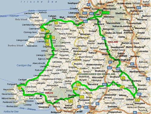 Wieder zu Hause Reiseroute Wales