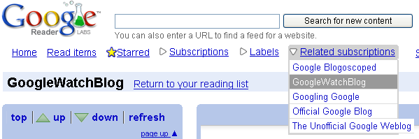 Google Reader Related Subscriptions