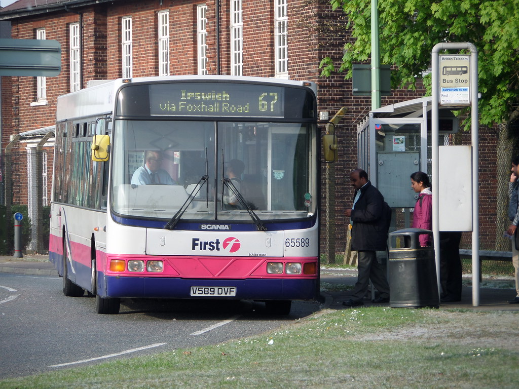 First 65589 - V589DVF (67 Martlesham, Gloster Road) 23-04-2014
