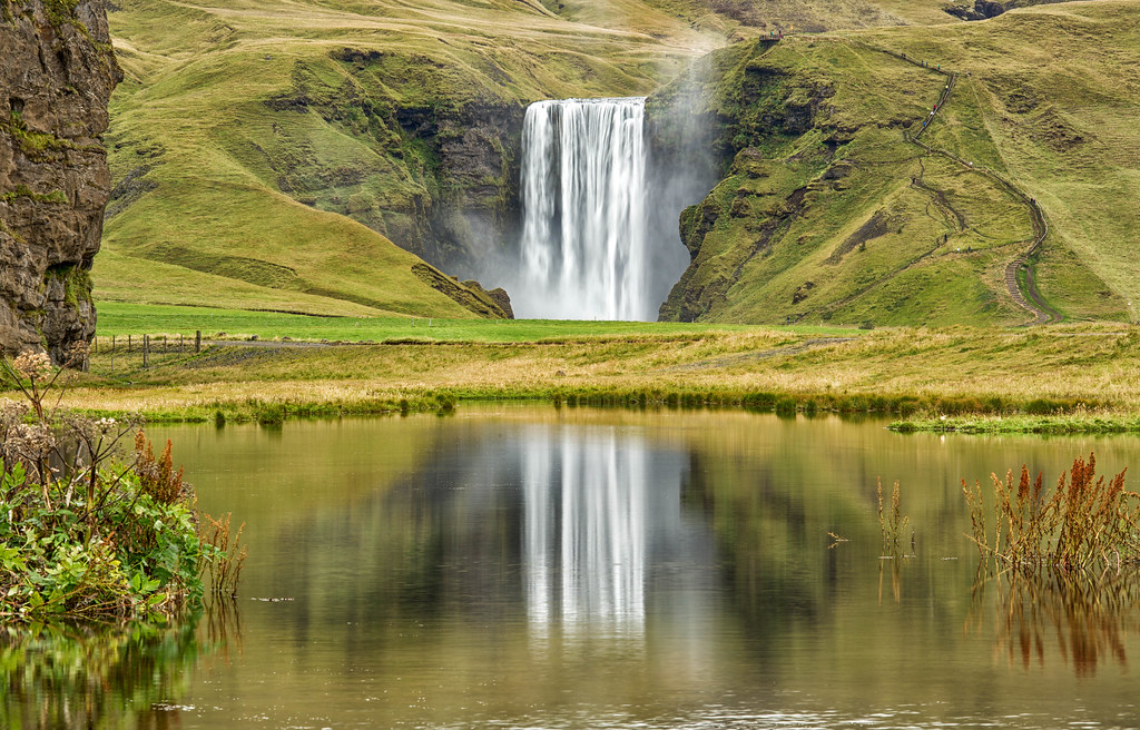 Skogafoss reflection