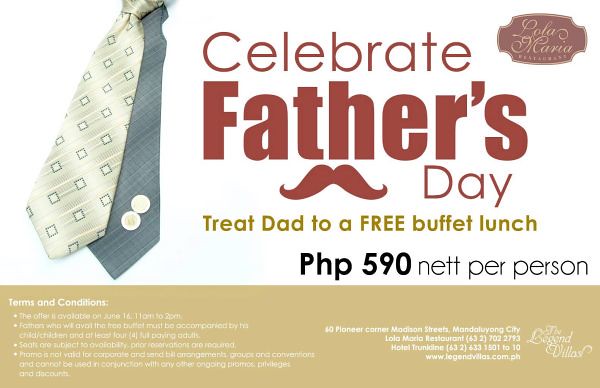 Lola Maria Restaurant's free buffet for Father's Day