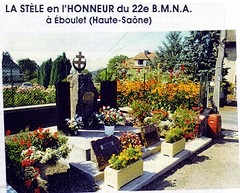 Franche Comté - Chemins de mémoire- Eboulet : Stèle au 22e BMNA