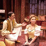 Paul Sass (Nicola) and Kymberly Mellen (Louka) in ARMS AND THE MAN at Writers Theatre.