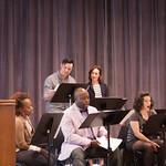 The cast at the first rehearsal for COMPANY at Writers Theatre