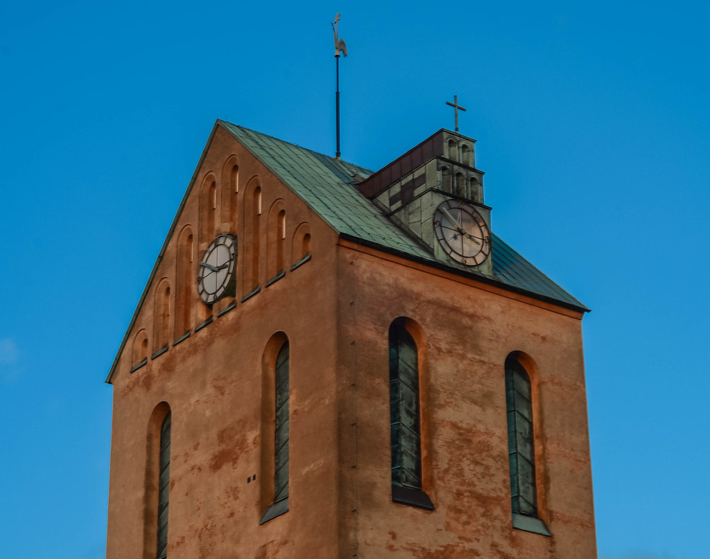 Detail of the tower of the H&ouml;gan&auml;s church in Scania