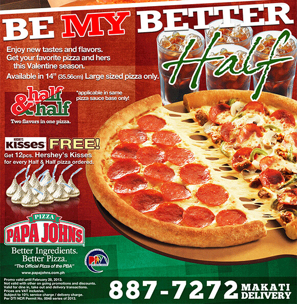 Papa John's Pizza Half and Half promo