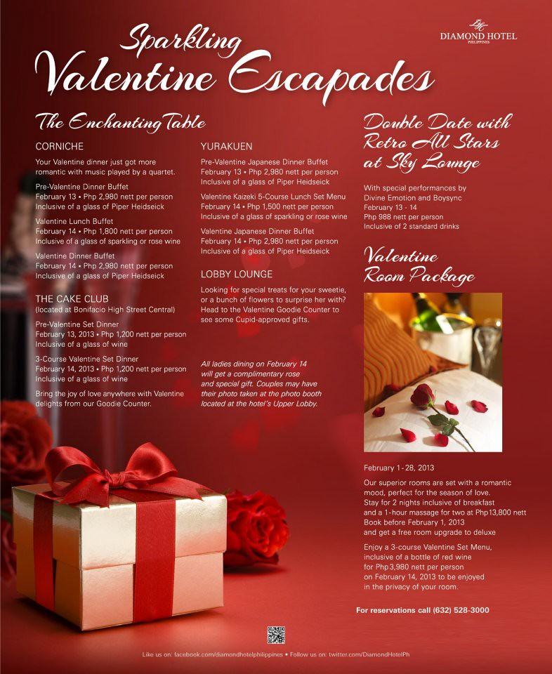 Valentine's Day 2013 at Diamond Hotel's Corniche, The Cake Club and Yurakuen