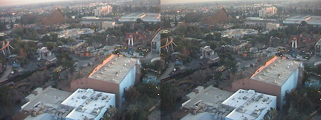 3D, Indian Trails, Ghost Rider, Ghost Town, Calico Square, SSE view from Sky Cabin, Boardwalk, Knott's Berry Farm, Buena Park, Ca, 2012.01.12 17:55
