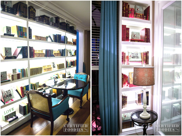 Elegant bookshelves inside Cafe 1771 The Lounge in El Pueblo, Ortigas