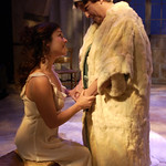 Elizabeth Ledo (Raina Petkoff) and Sarah Gabel (Catherine Petkoff) in ARMS AND THE MAN at Writers Theatre.