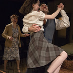 Heidi Kettenring (Mrs. van Daan), Sophie Thatcher (Anne Frank) and Sean Fortunato (Otto Frank) in THE DIARY OF ANNE FRANK at Writers Theatre. Photo by Michael Brosilow.