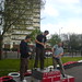 On the podium after winning go karting